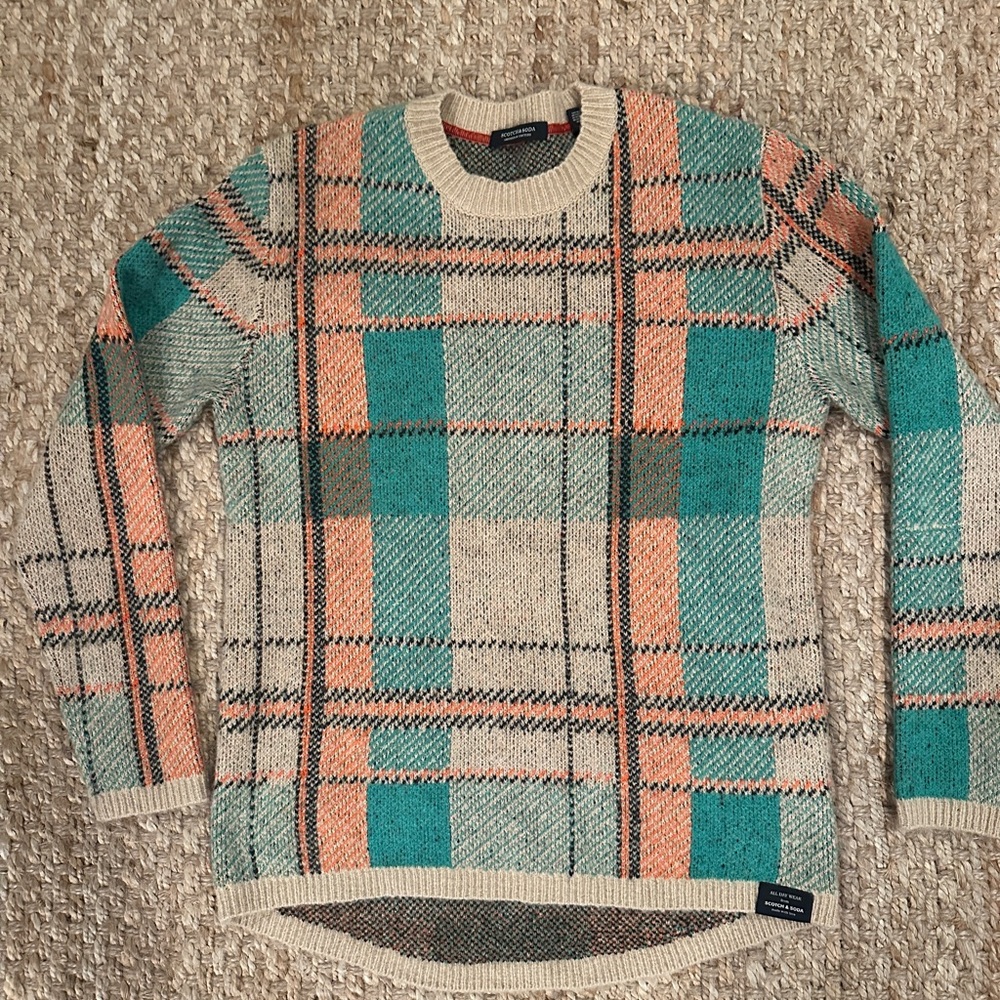 Scotch & Soda Blue and Orange Crewneck Sweater